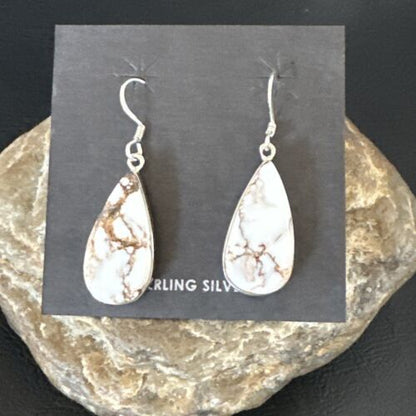 Navajo Wild Horse Turquoise Dangle Earrings | Sterling Silver | Authentic Native American Handmade | 15741