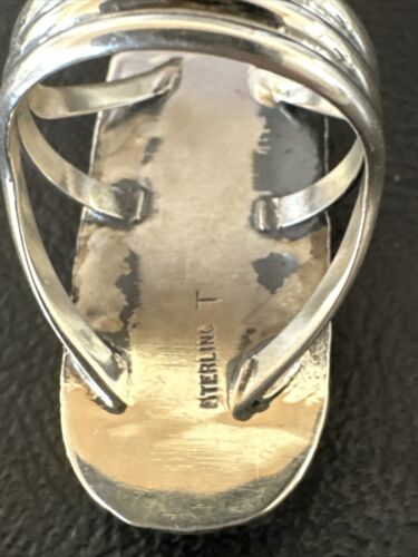 White Buffalo Turquoise Navajo Ring | Sterling Silver | Sz 9 | Authentic Native American Handmade | 16387