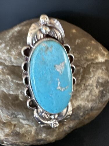Men's Blue Kingman Turquoise Ring | Navajo Sterling Silver | Sz 9.5 | Authentic Native American Handmade | 15518