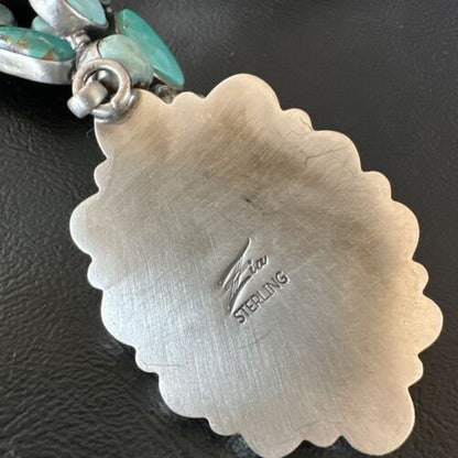 Navajo Blue Golden Hills Turquoise Lariat Necklace Pendant | 30" | Authentic Native American Handmade | 16188