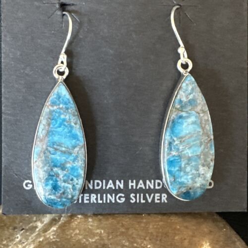 Blue Denim Lapis Dangle Earrings | Sterling Silver | 1" | 15799