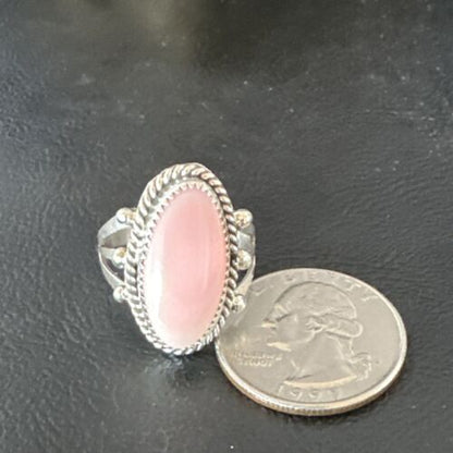 Navajo Oval Pink Conch Ring | Sz 8 | Authentic Native American Handmade | 16046