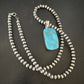 Blue Kingman Turquoise Pendant | Navajo Pearls | Sterling Silver Necklace 20" | 16696