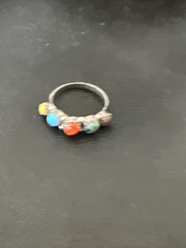 Zuni Multi-Stone Opal, Coral, Turquoise Ring | Authentic Native American Sterling Silver | Multi-Stone | Sz 6 | 16897