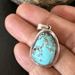 Navajo Blue Bisbee Turquoise Pendant | Sterling Silver | 1" | Authentic Native American Handmade | 17251