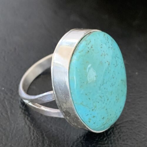 Men's Navajo Blue Kingman Turquoise Ring | Sterling Silver Oval | Sz 10 | 14885