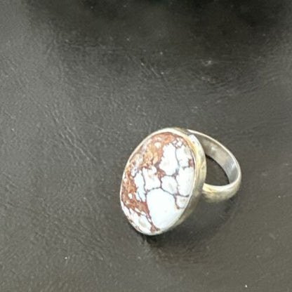 Men's Women's Wild Horse Turquoise Ring | Navajo Sterling Silver | Sz 8 | Authentic Native American Handmade | 17356