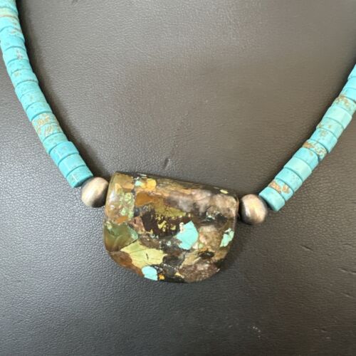 Navajo SpiderWeb Turquoise Heishi Pearls Necklace | Sterling Silver | 20" | 17031