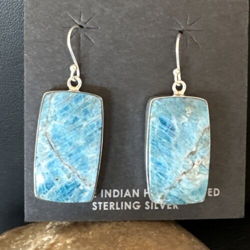 Handmade Sterling Silver Blue Denim Lapis Dangle Earrings | 1" | 15800