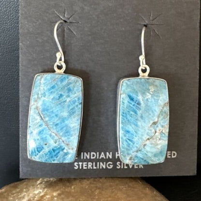 Handmade Sterling Silver Blue Denim Lapis Dangle Earrings | 1" | 15800