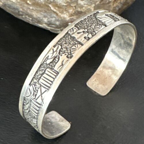 Navajo Stamped Cuff Bracelet | Sterling Silver | Authentic Native American Handmade | 16969