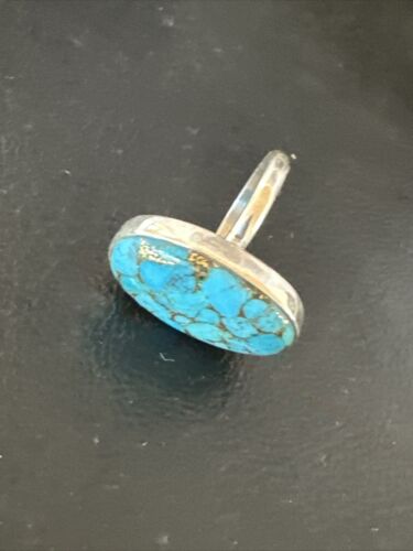 Navajo Blue Mojave Turquoise Ring | Sterling Silver | Adjustable Sz 7 | Authentic Native American Handmade | 15715