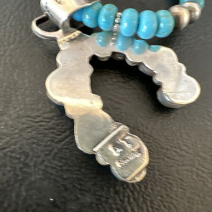 Men's Blue Turquoise Naja Pendant Necklace | Navajo Pearls | Sterling Silver | 16038