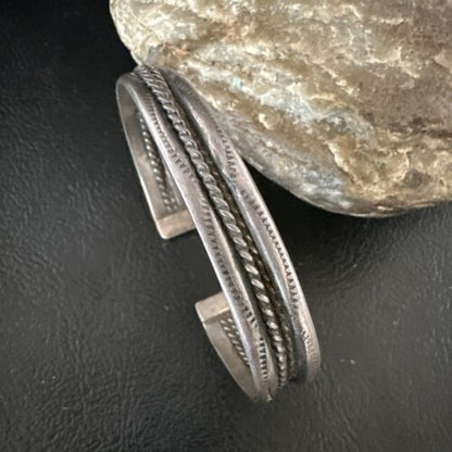 Children's Stamped Cuff Bracelet | Navajo Sterling Silver | Authentic Native American Handmade | 16970