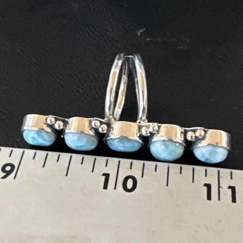 Navajo Blue Larimar Multi-Stone Ring | Authentic Native American Sterling Silver | Multi-Stone | Sz 8 | 15931