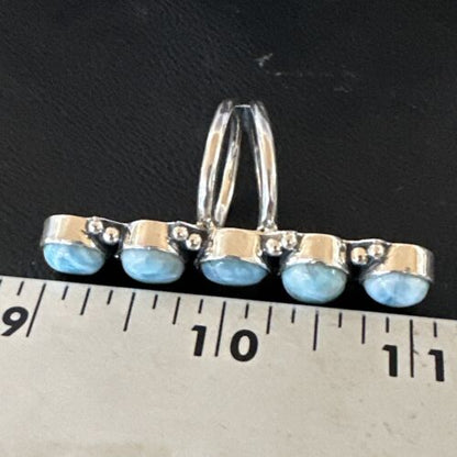 Navajo Blue Larimar Multi-Stone Ring | Authentic Native American Sterling Silver | Multi-Stone | Sz 8 | 15931