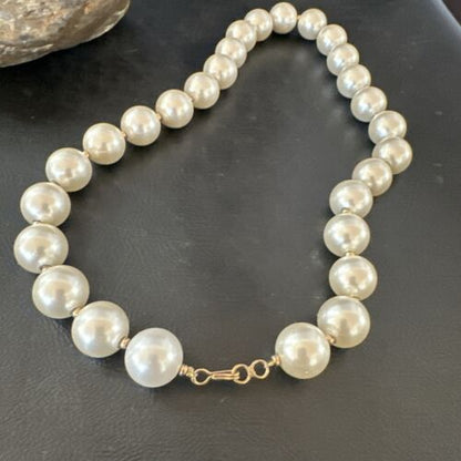 White Freshwater Pearl Necklace | Gold Filled Beads | 17" | 17367