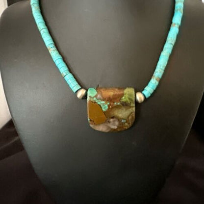Navajo SpiderWeb Turquoise Heishi Pearls Necklace | Sterling Silver | 20" | 17088