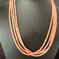 Pink Coral Tube Heishi Bead Necklace | 4 Strand Navajo Sterling Silver | 18" | 15279