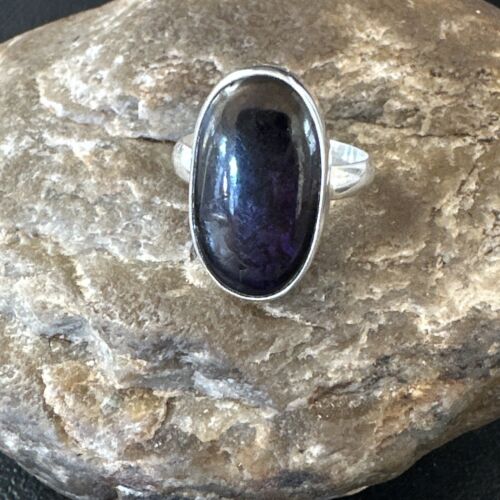 Navajo Black Onyx Ring | Sterling Silver | Sz 8 | Authentic Native American Handmade | 15540