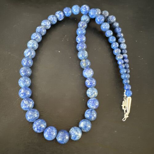 Navajo Blue Denim Lapis Graduated Necklace | Sterling Silver | Authentic Native American | 23" | 16549