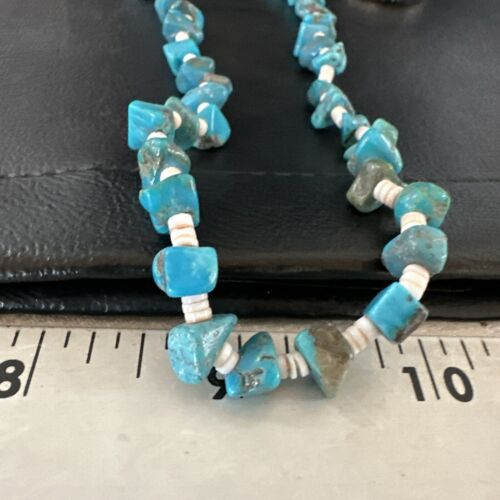 Navajo Kingman Turquoise Shell Necklace | Sterling Silver | 28" | Authentic Native American Handmade | 17401