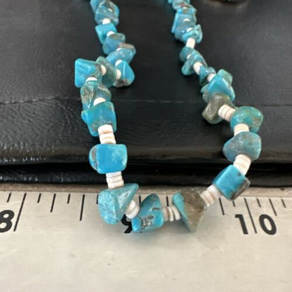 Navajo Kingman Turquoise Shell Necklace | Sterling Silver | 28" | Authentic Native American Handmade | 17401