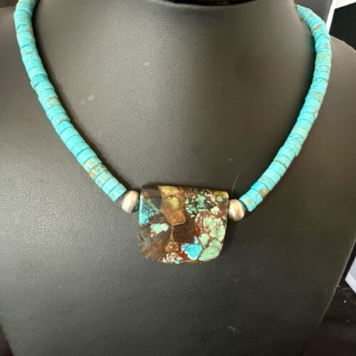 Navajo SpiderWeb Turquoise Heishi Pearls Necklace | Sterling Silver | 20" | 16912
