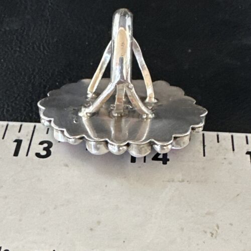 Navajo Pink Coral Multi-Stone Cluster Ring | Authentic Native American Sterling Silver | Multi-Stone | Sz 8.5 | 15365