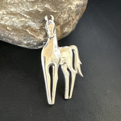 Navajo Horse Pendant Necklace | Sterling Silver | 2.25" | Authentic Native American Handmade | 15172