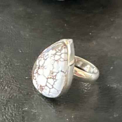Navajo Wild Horse Turquoise Ring | Sterling Silver | Sz 7 Adjustable | Authentic Native American Handmade | 15548 - Masha USA