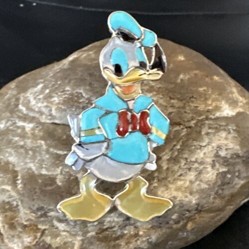 Zuni Sterling Silver Donald Duck Inlay Ring | Sz 6 Adjustable | Authentic Native American Handmade | 16560