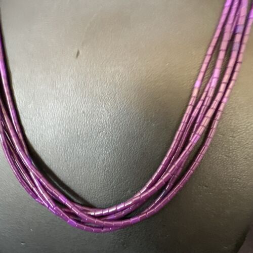 Stabilized Sugilite 5-Strand Heishi Necklace | Sterling Silver Tube | 19" | 17172