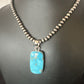 Blue Kingman Turquoise Pendant | Navajo Pearls | Sterling Silver Necklace 20" | 16696
