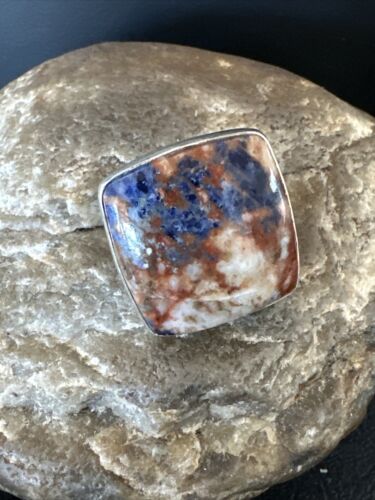 Navajo Blue Lapis Square Ring | Sterling Silver | Sz 6 | Authentic Native American Handmade | 16434