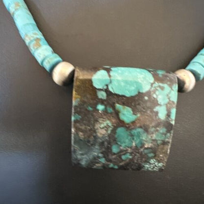 Navajo SpiderWeb Turquoise Heishi Pearls Necklace | Sterling Silver | 20" | Authentic Native American Handmade | 17097