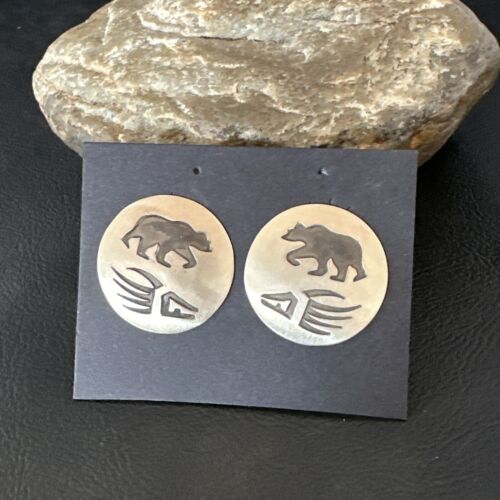 Authentic BearPaw Hopi Earrings | Sterling Silver | Native American Handmade | 16822