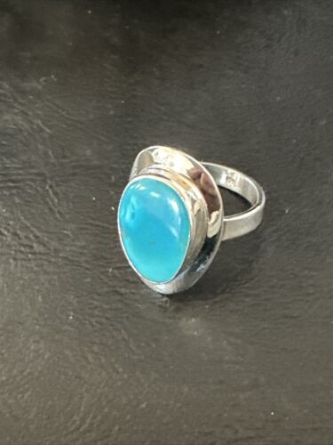 Navajo Sterling Silver Blue Kingman Turquoise Ring | Sz 9 | Authentic Native American Handmade | 17598