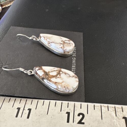Navajo Wild Horse Turquoise Dangle Earrings | Sterling Silver | Authentic Native American Handmade | 15741