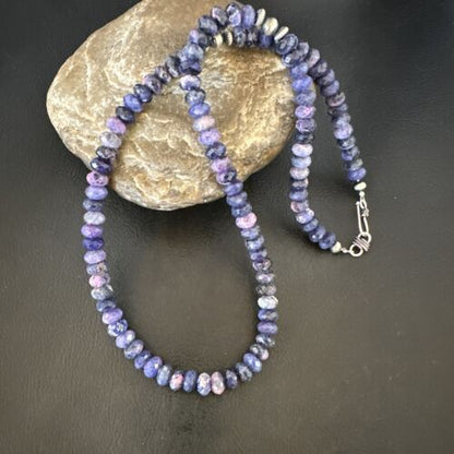 Navajo Rare Faceted Purple Sugilite Bead Necklace | Sterling Silver | 20" | Authentic Native American Handmade | 16452