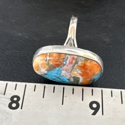Navajo Turquoise Spiny Oyster Ring | Sterling Silver | Sz 8 | Authentic Native American Handmade | 16620