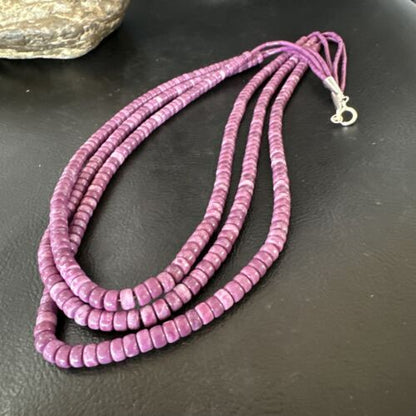 Sugilite Heishi Bead Necklace | 3 Strand | Stabilized Sterling Silver | 20" | 16176