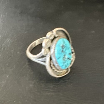 Navajo Blue Kingman Turquoise Ring | Sterling Silver | Sz 9 | Authentic Native American Handmade | 15893
