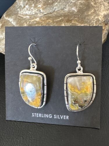 Navajo Bumblebee Jasper Earrings | Sterling Silver | Authentic Native American Handmade | 15825