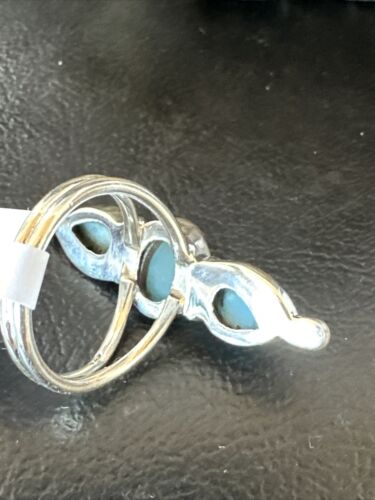 Navajo Blue Larimar Multi-Stone Cluster Ring | Authentic Native American Sterling Silver | Sz 8 | 16163