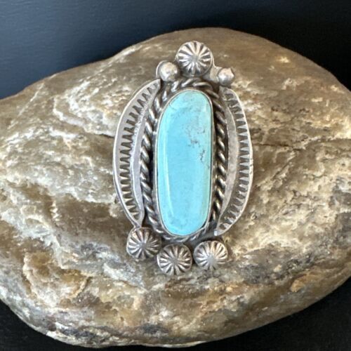 Men's Women's Dry Creek Turquoise Ring | Navajo Sterling Silver | Sz 9 | 15896
