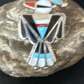 Zuni Turquoise Onyx Peyote Bird Inlay Ring | Sterling Silver | Sz 8 | 15391