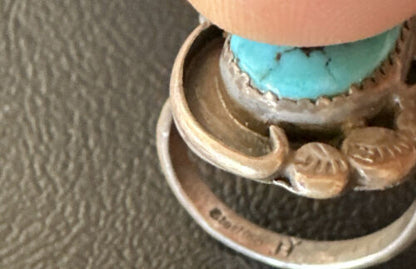 Navajo Blue Kingman Turquoise Ring | Sterling Silver | Sz 9 | Authentic Native American Handmade | 15893
