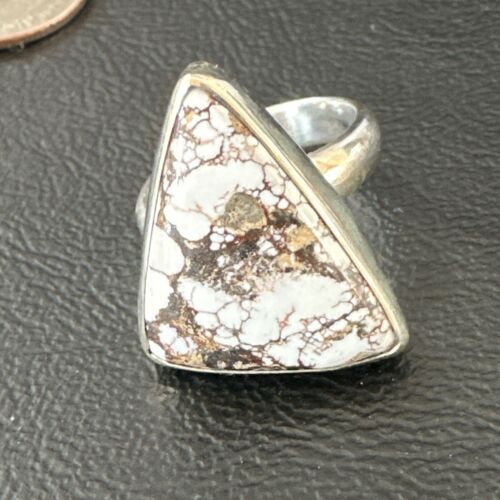 Men's & Women's Wild Horse Turquoise Ring | Navajo Sterling Silver | Sz 8 | 17353
