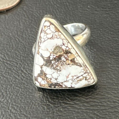 Men's & Women's Wild Horse Turquoise Ring | Navajo Sterling Silver | Sz 8 | 17353